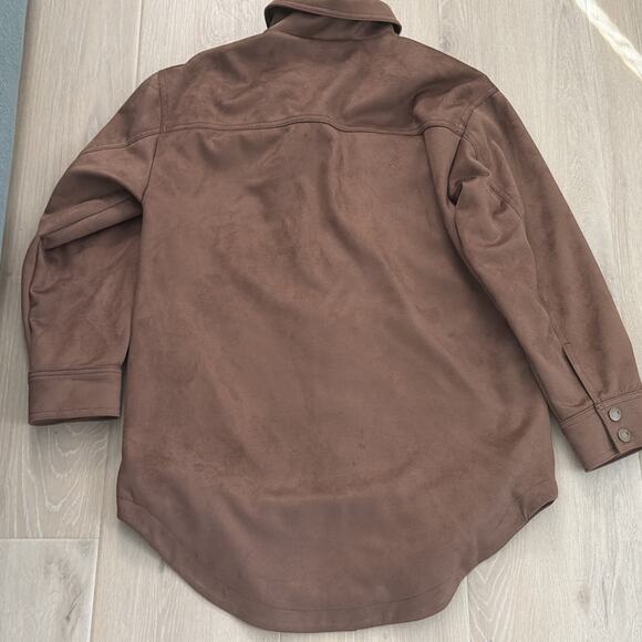 PILCRO The Tillie Relaxed Faux-Suede Shacket Women's Size S Brown - Picture 7 of 8